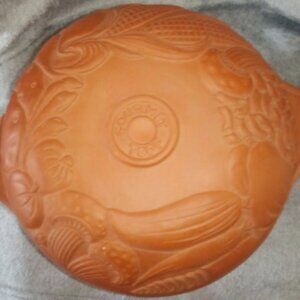 Vintage Gourmet Topf 1980 Terracotta Lidded Pot / Casserole - Vegetable Print